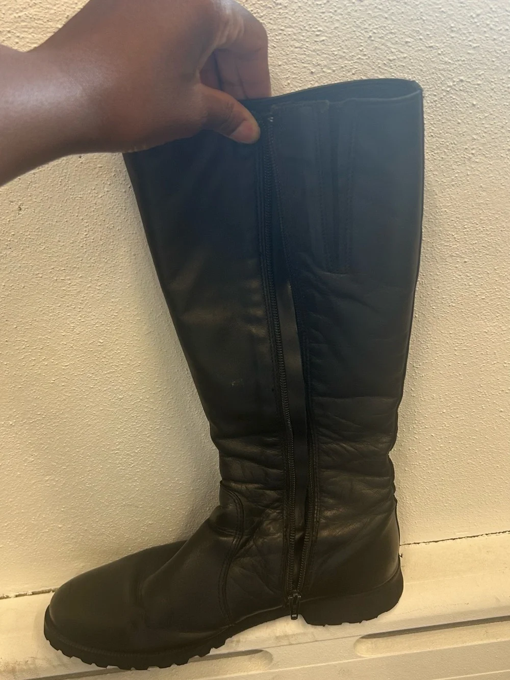 Black Leather Lined Women's Tall Boots - Classic Winter Style